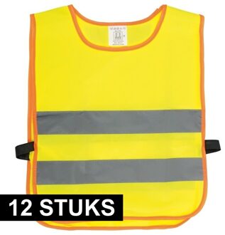 Veiligheidsvest fluorescerend geel - 12x - kinderen - Reflecterende veiligheidsvesten - one size