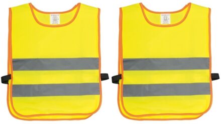Veiligheidsvest fluorescerend geel - 2x - kinderen - Reflecterende veiligheidsvesten - one size