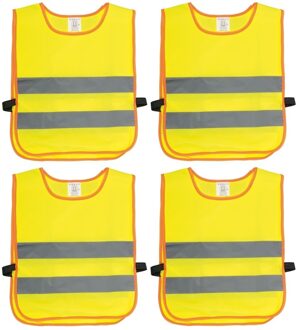 Veiligheidsvest fluorescerend geel - 4x - kinderen - Reflecterende veiligheidsvesten - one size