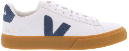 Veja Dames Campo Sneaker Leer Wit/Blauw Veja , White , Dames - 36 EU