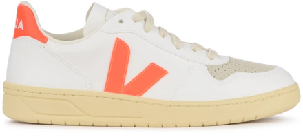 Veja Witte en Oranje Vegan Leren Sneaker Veja , White , Heren - 42 Eu,44 Eu,46 Eu,43 EU