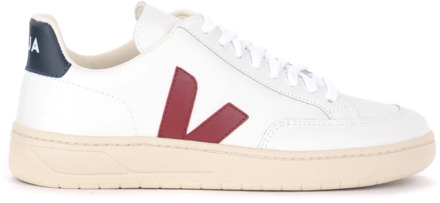 Veja Witte leren V-12 sneakers met Bordeaux logo Veja , White , Heren - 44 Eu,46 EU