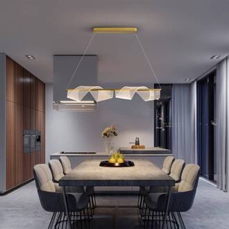 Velas LED hanglamp, lang, goudkleurig, metaal, kunststof goud, wit