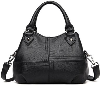 Vele Pocket Retro Crossbody Schoudertas Voor Vrouwen Winter Handtas Vrouwelijke Zachte Gewassen Lederen Portemonnees En Handtassen Tassen Sac Een belangrijkste zwart