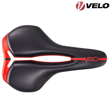 Velo Mtb Racefiets Zadel Waterdichte Lederen Fiets Zadel Stalen Rail Zachte Airoam Kussen Fiets Zadel VL-6311 zwart-rood-VL-6311