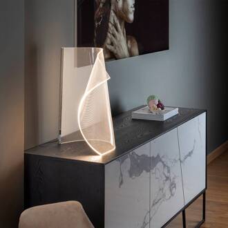 Velos II LED tafellamp, chroom, dimmer, metaal, kunststof chroom, transparant