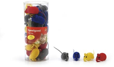 Velours muis met piep mix 3 stuks speelmuis kattenmuis kat