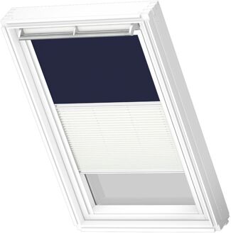 VELUX Manueel Duo Verduisterend Dakraam Rolgordijn White Line Dfd Mk08 1100swlg Donkerblauw - Wit