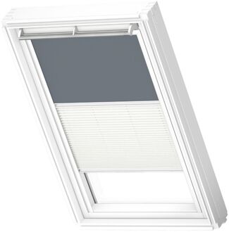VELUX Manueel Duo Verduisterend Rolgordijn White Line Dfd Mk06 4581swl Petrol Blauw - Wit