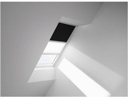 VELUX Origineel Verduisterend Rolgordijn Plus Plissé (DFD), Zilveren Kozijn, PK08, Black