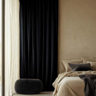 Velvet Gordijnen Verduisterend - Haken Of Ringen - Zwart 250x300 Cm - - Dekbed-Discounter.nl - 300 x 250 cm