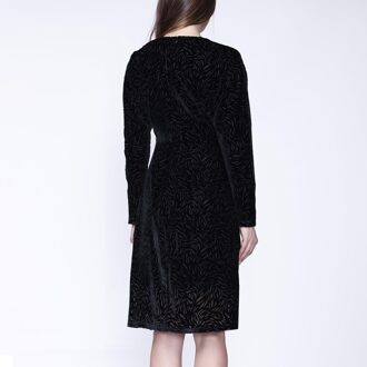 Velvet jurk met V -halslijn en vleermuismouwen Zwart - XL