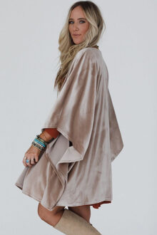 Velvet Open Front Poncho - maat S Zilver