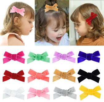 Velvet Ribbon Girls Hairpins Simple Bow with Safe Clips for Kids Handmade Children Baby Hair Pin Hair Accessories