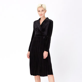 Velvet wrap effect -jurk Zwart - XS