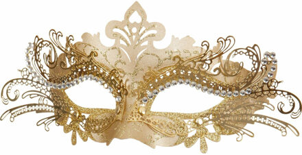 Venetiaans carnaval verkleed oogmasker - goud - volwassenen - gedecoreerd - kunststof - Verkleedmaskers Goudkleurig