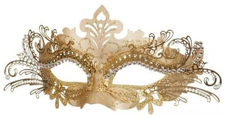 Venetiaans carnaval verkleed oogmasker - goud - volwassenen - gedecoreerd - kunststof - Verkleedmaskers Goudkleurig