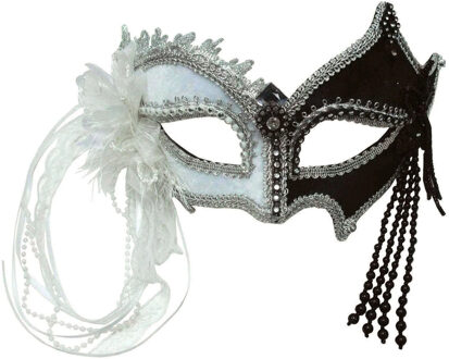 Venetiaans carnaval verkleed oogmasker - zwart en wit - volwassenen - Barok - Middeleeuwen