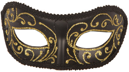 Venetiaans oogmasker - zwart/goud - voor volwassenen