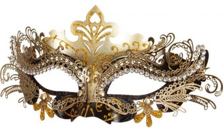 Venetiaans verkleed oogmasker zwart/goud Multi