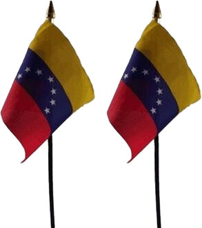Venezuela - 2x - mini vlaggetje van 10 x 15 cm op stokje - Landen vlag - H27 cm