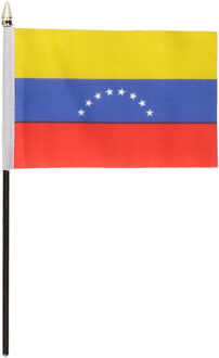 Venezuela - mini vlaggetje van 10 x 15 cm op stokje - Landen vlag - H27 cm