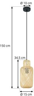 Venora hanglamp, Ø 15 cm, bamboe, E27 hELL, zwart