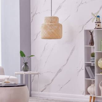 Venora hanglamp, Ø 40 cm, één niveau, bamboe, E27 licht hout, zwart