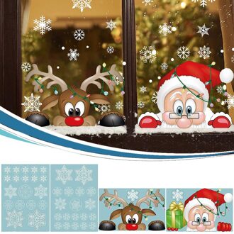 Venster Achtergrond Muursticker Glas Verwijderbare 4Pc Kerstmis Home Decorations Mooie Elanden Kerstman Snowfllake