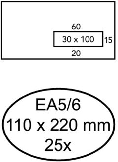 Vensterenvelop EA5/6 Venster rechts - Wit - 25 stuks