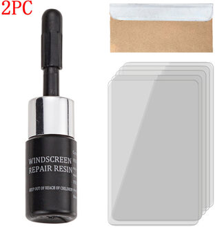 Vensterglas Crack Chip Reparatie Tool Kit Carro Scratch Crack Herstellen Upgrade Automotive Glas Nano Reparatie Vloeistof Auto 2stk zwart reeks