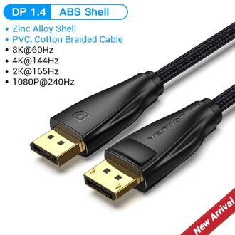 Ventie Displayport Kabel 1.4 8K 4K Hdr 32.4Gbps Display Port Adapter Video Audio Voor Pc Laptop Tv dp 1.4 1.2 Display Port Kabel DP 1.4 ABS / 5m