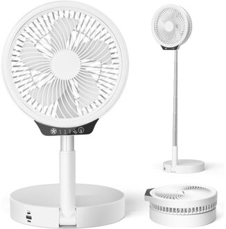 Ventilator Draadloos - Aigi Malina - Statiefventilator - Tafelventilator - USB Oplaadbaar - Inklapbaar - Hoogte Wit