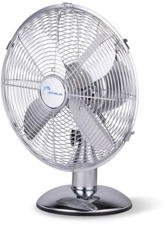 Ventilator - Ø30 Cm - Retro - 3 Snelheden - Kantelbaar - Zwenkfunctie - Chroom Zilverkleurig