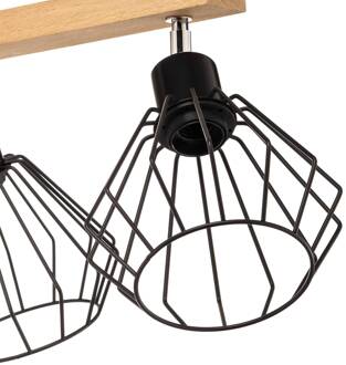 Vento plafondlamp zwart/eiken 4-lamps zwart, licht hout