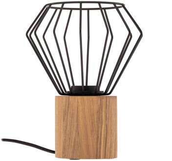 Vento tafellamp zwart/eiken 1-lamp zwart, licht hout