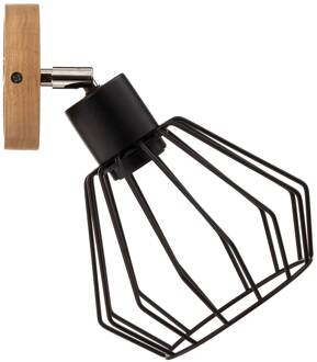 Vento wandlamp zwart/eiken 1-lamp zwart, licht hout