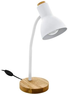 Veradal Tafellamp - E27 - Kunststof;Hout - Wit;Bruin