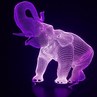 Verbazingwekkende 3D Illusion Led Tafellamp Nachtlampje Met Animal Olifant Shape Touch 7 Kleuren Veranderen Effect Home decor
