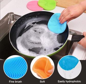 Verbazingwekkende Siliconen Schotel Handdoek 3Pcs Wassen Borstel Pot Pan Scrubber Siliconen Schuren Fruit Pot Pan Wassen Keuken Schoonmaken Tool