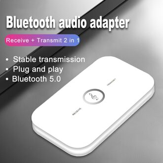Verbeterde Bluetooth 5.0 Audio Zender Ontvanger Dongle Muziek 3.5Mm 3.5 Aux Usb Draadloze Adapter Voor Auto Pc Tv Hoofdtelefoon Bluetooth 5.0 wit