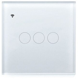 Verbeterde Eu Wifi Smart Light Touch Schakelaar Geen Neutrale Draad/Neutrale Draad Slimme Leven Tuya App Controle Alexa Google thuis 1/2/3 Gang 3gang wit