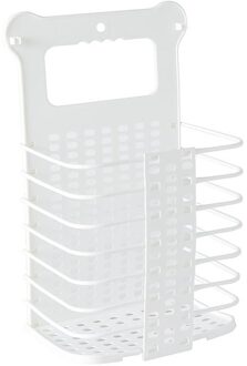 Verbeterde Plastic Vuile Wasmand Opvouwbare Thuis Vuile Wasmand Stevig Handvat Met 2 Geen Boren Haken Grote Wasmand wit L