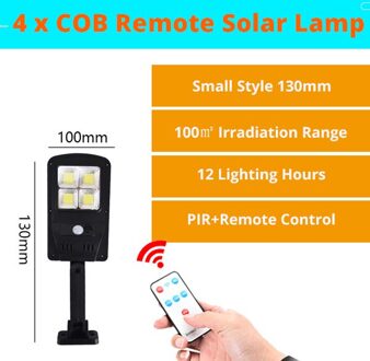 Verbeterde Solar Led Licht Straat Lamp Grote Panel 8/6/4COB Waterdichte Lantaarn Pir Motion Licht Voor Binnenplaats gratis Installatie 4COB klein