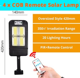 Verbeterde Solar Led Licht Straat Lamp Grote Panel 8/6/4COB Waterdichte Lantaarn Pir Motion Licht Voor Binnenplaats gratis Installatie 4COB Oversized