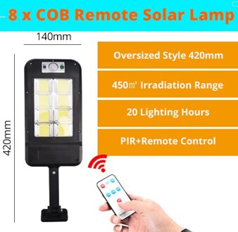 Verbeterde Solar Led Licht Straat Lamp Grote Panel 8/6/4COB Waterdichte Lantaarn Pir Motion Licht Voor Binnenplaats gratis Installatie 8COB Oversized