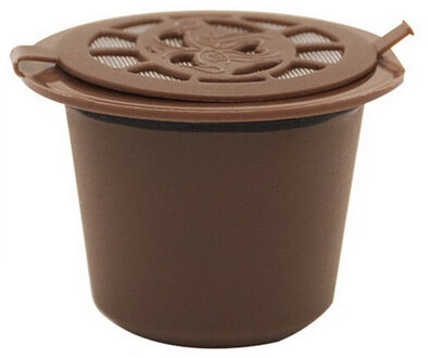 Verbeterde Versie Koffie Capsules Filter Cup Hervulbare Herbruikbare Koffie Capsule Voor Nespresso Lepel Thee Manden 1stk classic bruin
