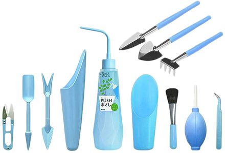 Verbeterde Versie Van 12 Pcs Succulent Planten Tool Mini Tuin Hand Tool Set Voor Indoor Miniatuur Plant Care Plant Liefhebbers blauw 12stuk reeks