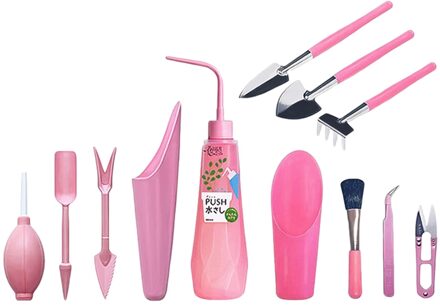 Verbeterde Versie Van 12 Pcs Succulent Planten Tool Mini Tuin Hand Tool Set Voor Indoor Miniatuur Plant Care Plant Liefhebbers roze 12stuk reeks
