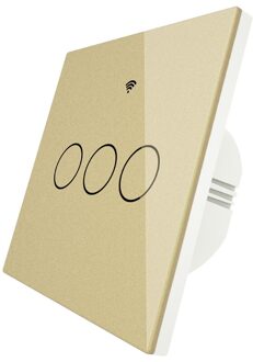 Verbeterde Wifi Smart RF433 Touch Schakelaar 2/3 Manier Smart Leven/Tuya App Controle, alexa Google Thuis Voice Control 1/2/3 Gang 3 Gang goud
